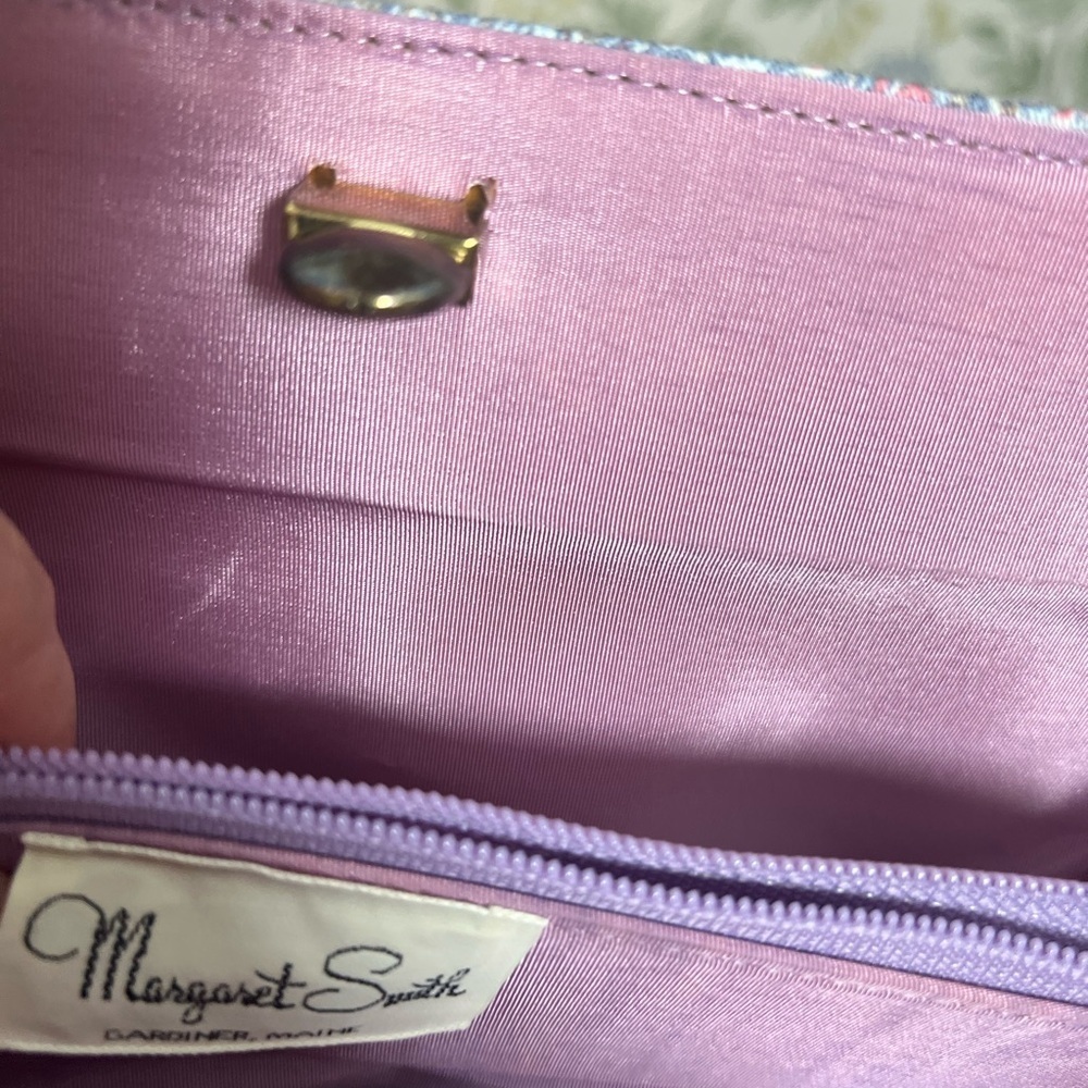 Margaret Smith Vintage Chic Pink and Blue Bag with Abstract Pattern - Picture 3 of 6